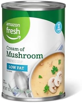 Amazon Fresh, Condensed Low Fat Cream Of Mushroom Soup, 10.5 Oz (Previously Happy Belly, Packaging May Vary)