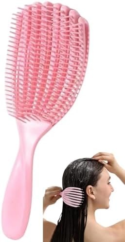 Professional Curved Vent Brush, Wet and Dry Use Curling Comb, Detangling and Massaging Hair Brush (Pink)