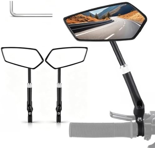 YUUISU Bike Mirror,2Pcs Bicycle Mirror Handlebar Mount 360°Adjustable,HD Anti-glare & Scratch Resistant Rear Mirror,Fit Mountain Bike,Folding Bike,Road Bike,E-Bike,BMX,Adult Cyclists (Diamond 0506)