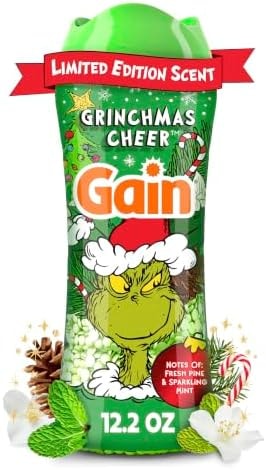 Gain In-Wash Laundry Scent Booster Beads Long-Lasting Fresh Scent Beads All Day Freshness and Odor Protection, Grinchmas Cheer Scent, 12.2 oz