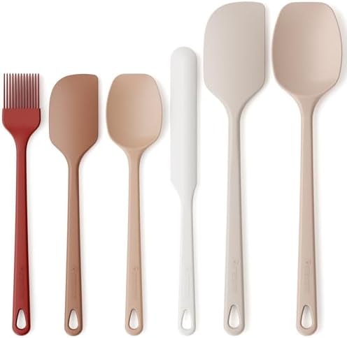 Astercook 6-Piece Silicone Spatula Set, 560°F Heat Resistant Rubber Spatulas with Stainless Steel Core, Nonstick Safe & Dishwasher Safe Baking Spatula Set for Cooking & Mixing, Macaron Pastel Colors