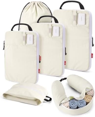 BAGSMART 6 Set Compression Packing Cubes with Fillable Neck Pillow
