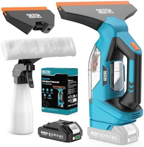 SEESII Cordless Window Vacuum Squeegee Streak-Free for Mirrors Glass Tiles