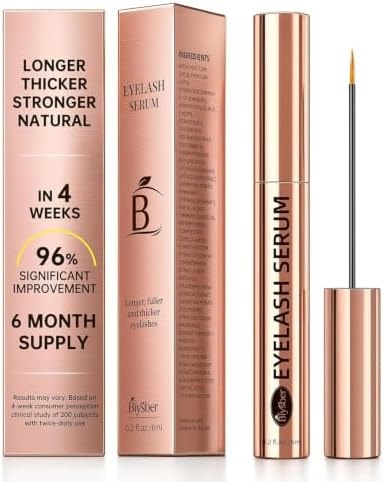 Lash Serum for Eyelash Growth: Eyelash Growth Serum with Peptides & Botanical Extracts for Longer, Fuller-Looking Lashes, Vegan Formula for Sensitive Eyes 6mL