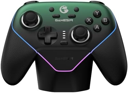 GameSir Super Nova Wireless Gaming Controller for PC/Switch/iOS/Android, Hall Effect Stick & Trigger, RGB Lighting, Swappable ABXY, Detachable Faceplate, 1000mAh with Charging Dock - Green