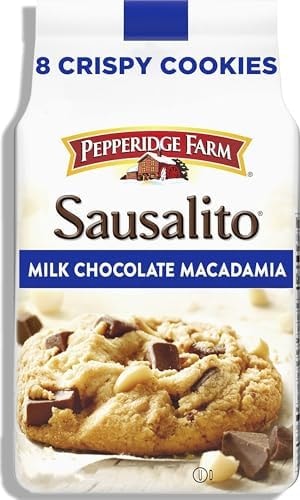 Pepperidge Farm Sausalito Crispy Milk Chocolate Macadamia Nut Cookies, 7.2 OZ Bag (8 Cookies)
