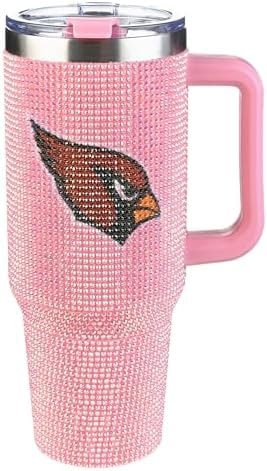 The Memory Company Officially Licensed 40oz Pink Bling Game Day Tumbler, Arizona Cardinals