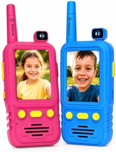 TOSBARRFT Video Walkie Talkie for Kids with 180° Camera and 2-Inch Screen Automatic Pairing, one-to-one Communication, 180° Camera, 600mAh Battery, About 3 Hours Continuous use
