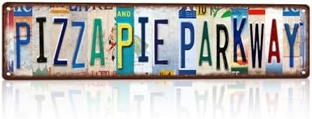 JBYMsign Vintage Pizza Pie Parkway Street Sign Wall Decor Metal Tin Signs