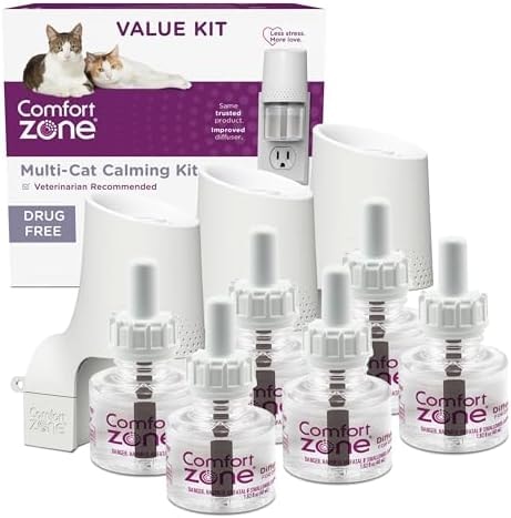 Comfort Zone Multi Cat Calming 3 Room Value Kit, 3 Diffusers & 6 Refills