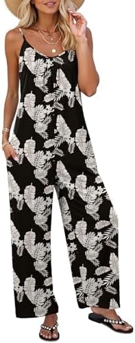 LILBETTER Women's Jumpsuits Summer Casual Adjustable Sleeveless Rompers