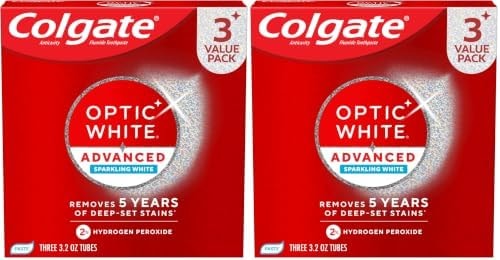 Colgate Optic White Advanced Hydrogen Peroxide Toothpaste, 6 Pack, 3.2 oz