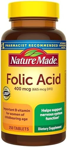 Nature Made Folic Acid 400 mcg (665 mcg DFE), 250 Tablets
