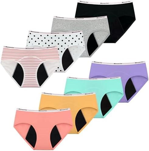 Mesachy Teens Girls Period Underwear Kids Period Panties Menstrual Leakproof Protective Underwear for Teens Cotton Briefs
