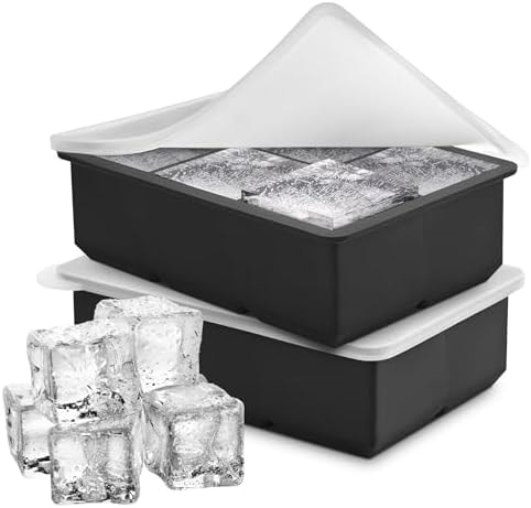 Temprium Silicone Ice Cube Tray with Lid, 2 Pack Ice Cube Trays for Freezer