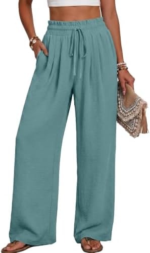 Lepunuo Women's Wide Leg Pants High Waisted Paperbag with Pockets