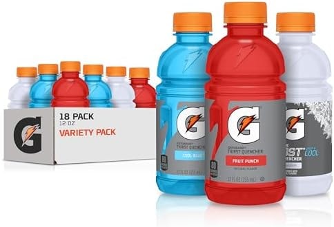 Gatorade Thirst Quencher, Fruit Punch, Glacier Cherry, Cool Blue Variety Pack, 12 Fl Oz (Pack of 18)