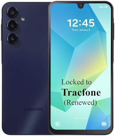 Tracfone (Renewed) Samsung Galaxy BLK A16 5G, 128GB, 50MP Triple Camera, 6.7" FHD+ Super AMOLED 90Hz Display [Activation Promo Incl: 1500Min/1500Txt/1500MB, 365 Days Service Plan] - Locked to Tracfone