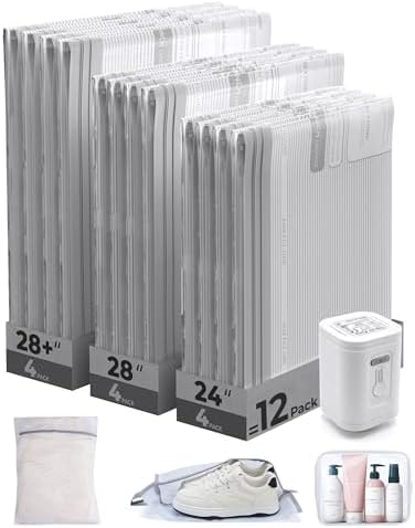 BAGSMART Travel Vacuum Bags with Rechargeable Electric Pump, 15PC Kit