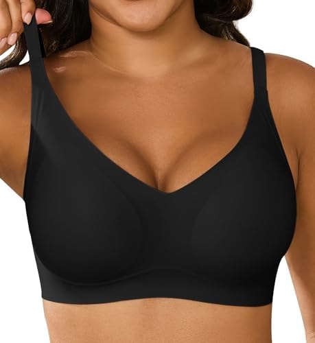 Xcutting Women's Wireless Bras for Women No Underwire T-Shirt Bra,Black,S