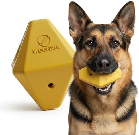 WoofBite Virtually Indestructible Diamond Dog Toy - Lifetime Replacement - Tough, Durable Chew Toy for Aggressive Chewers - Safe Non-Toxic Natural Rubber - Chew, Tug, Fetch - Med/Large Breed - 5"x4"