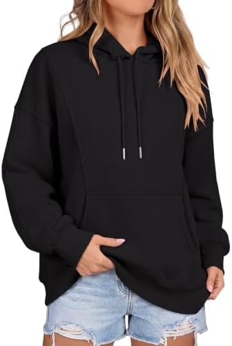ANRABESS Fashion Hoodies for Women Oversized Longline Fall Outfits Black