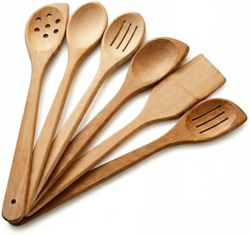 ECOSALL 6 Healthy Wooden Spoons For Cooking – Safe & Reliable Kitchen Set