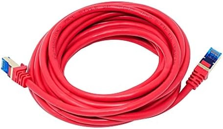 QualGear RJ45 Cat 7 Ethernet Patch Cable, 10Gpbs High-Speed Cable, 600MHz, Triple-Shielded, Round, 20 Feet, Red