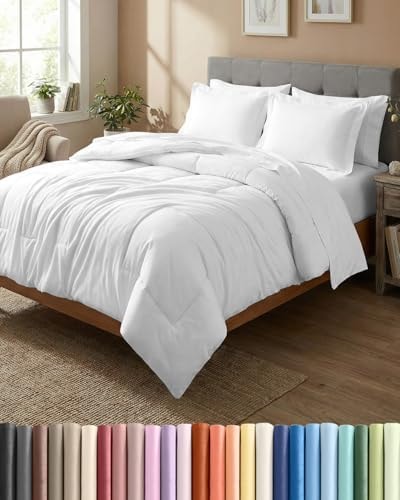 Queen Comforter Set - 7 Piece Bed in a Bag Queen Size Bed Set, Soft - White