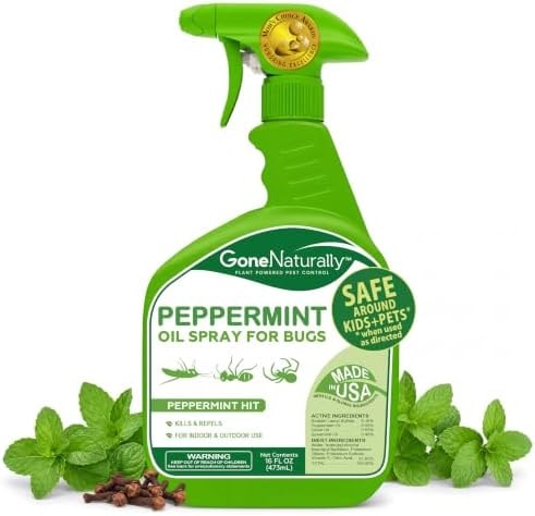 GoneNaturally Peppermint Oil Spray for Bugs– Extra Strong Insect Repellent & Bug Spray for Home– Kills & Repels Ants, Roaches, Spiders & More– Safe Around Kids & Pets– Indoor & Outdoor Use (16oz)