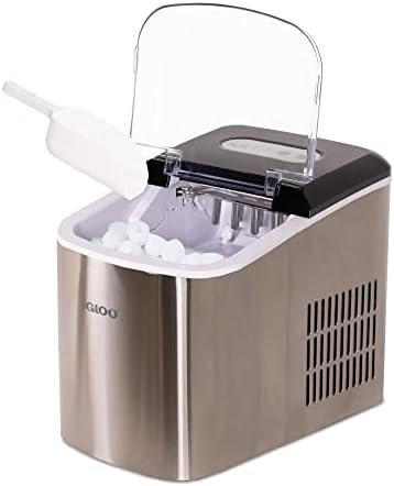 Igloo Electric Countertop Ice Maker Machine - Automatic and Portable - 26 Pounds in 24 Hours - Ice Cube Maker - Ice Scoop and Basket - Ideal for Iced Coffee and Cocktails - Stainless Steel