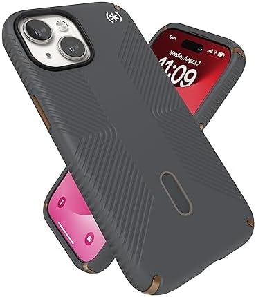 Speck MagSafe Case for iPhone 17e, iPhone 15 - Drop & Camera Protection, ClickLock No-Slip, Wireless Charging Compatible, Fits All 6.1 Inch Models Including iPhone 17e - Charcoal Grey/Cool Bronze