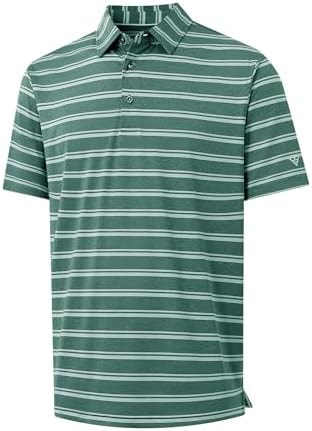 M MAELREG Golf Polos for Men Dry Fit Moisture Wicking Cooling Striped Work Casual Mens Collared Shirts Short Sleeve