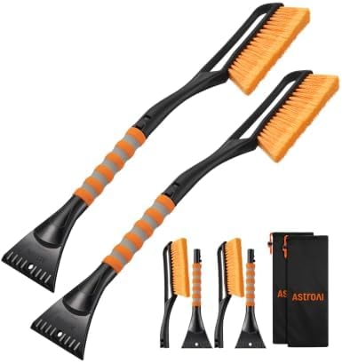AstroAI 27" Snow Brush & Ice Scraper for Car Windshield Snow Remove, 2 Pack