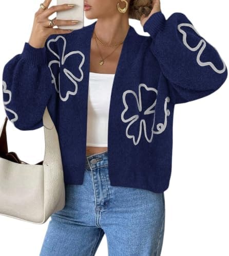 PRETTYGARDEN Women's Floral Oversized Cardigan Sweaters Trendy Fall Outfits