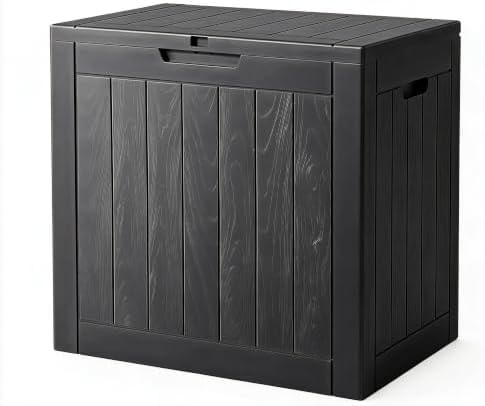 NUNU LAB 34 Gal Outdoor Storage Box Waterproof Lockable,Deck Box,Black