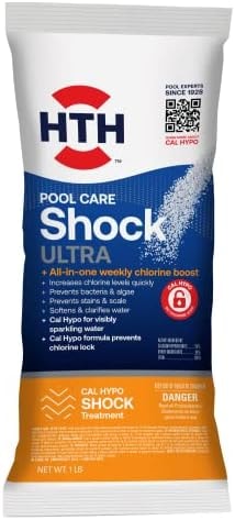 HTH 52039 Swimming Pool Care Shock Ultra, Swimming Pool Chemical, Cal Hypo Formula, 1lb
