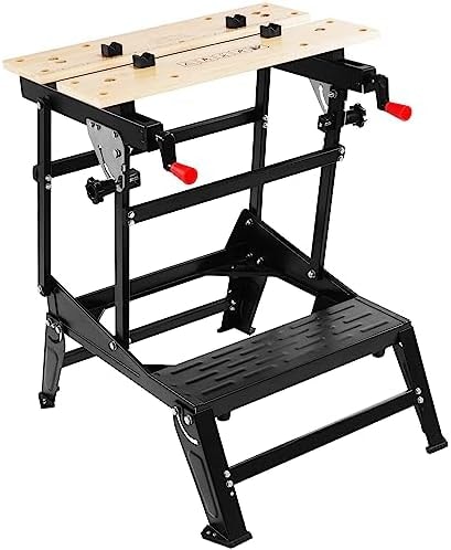 Hulkfit Foldable Multifunctional Workbench, 550 Lbs Portable Work Table with Clamps for DIY Woodworking Home Repairs