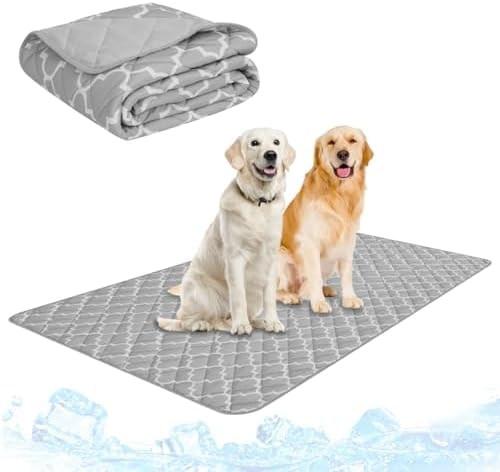 PUPTECK Dog Cooling Mat Pad for Medium Large Dogs, Cooling Blanket for Kennels Crate Floor, Dog Cat Summer Sleeping Bed Outside, Washable & Portable, X-Large 40"x60"