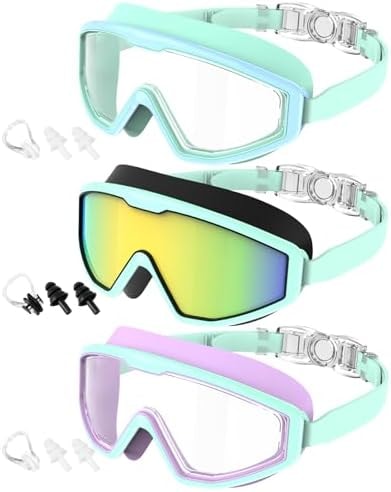 CIFOYA Kids Swim Goggles, 3 Pack Swimming Goggles for Kids 4-16, Anti-Fog UV Protection Pool Glasses for Boys Girls