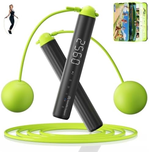 Layshawn Smart Jump Rope with 9-Axis Gyroscope,Wireless Jumping Rope,Supports Somatosensory Games Real-time Data Tracking via App,Fitness Jump Rope for Kids and Adults Ideal for Home or Gym (Green)