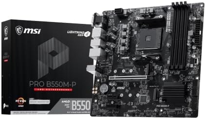 MSI PRO B550M-P Motherboard, mATX - Supports AMD Ryzen 5000/5000 G-Series, 4000 G-Series, 3000/3000 G-Series Desktop Processors, AM4 - DDR4 Memory Boost (up to 4400+ MT/s OC), PCIe 4.0 x16, M.2 Gen4