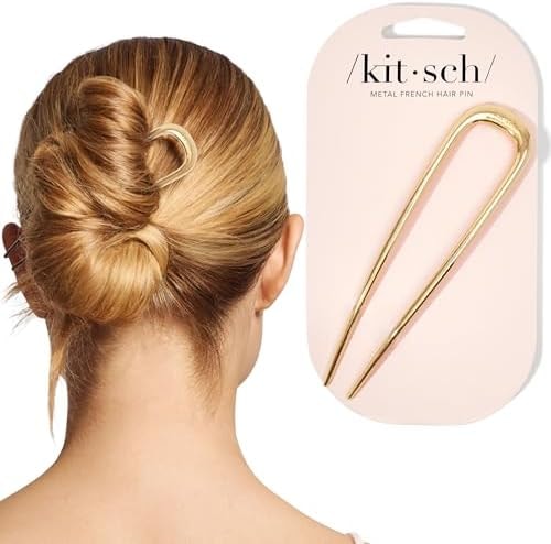 Kitsch French Hair Pins for Women | Secure Hold All Day - Gold, 1pc