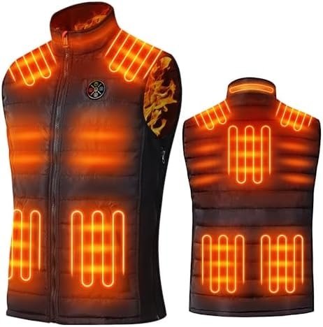 Srivb Heated Vest, Lightweight Heated Jacket 8 Heating Zones with Battery Pack USB Charging Warming Clothes Heating Vest for Men Women