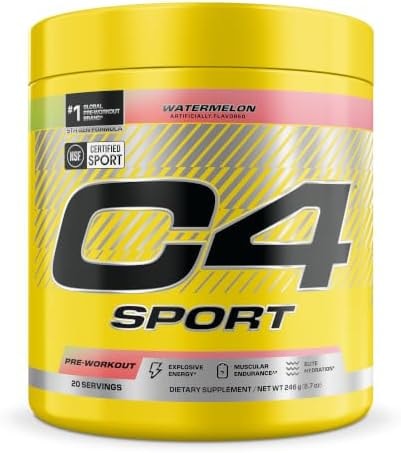 Cellucor C4 Sport Pre Workout Powder - NSF Certified for Sport - Elite Hydration - 200mg Caffeine + Creatine + Beta-Alanine - Electrolytes and Energy Supplement - Watermelon, 20 Servings