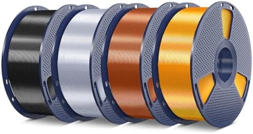 SUNLU Silk Pla Plus Filament 4kg Bundle, (Black+Silver+Red Copper+Brass)