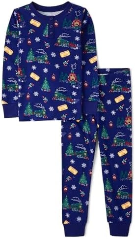 Gymboree,Gymmie Long Sleeve and Pant Cotton 2-Piece Pajama Sets, Big Kid, Toddler,Navy Christmas,10