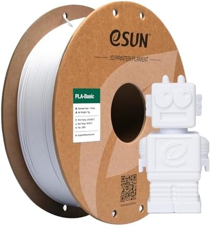 eSUN PLA Basic Filament 1.75mm, 3D Printer Filament High Speed PLA for Fast Printing, 1KG Spool (2.2 LBS) 3D Printing Filament for High Speed 3D Printers, Cold White