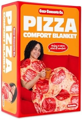 Cozy Concepts Co. Pizza Comfort Blanket by Relatable, Viral Trend Throw Blanket, Looks Like Giant Pizza to Wrap Yourself Up, Fun Dorm Decor or Back to School Gift, Large 60” Cozy Fleece Blanket