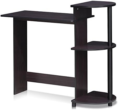 Furinno COMPACT Desk, 28.5" Wide Gaming Desk with Shelves, Computer Desk with Book Shelf, Office Desk for Home Office, Study Room, Dorm, Bedroom, Dark Walnut